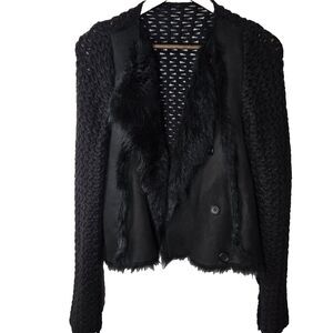Of Two Minds Toscano Shearling Mohair Open Knit Jacket Whimsy Goth